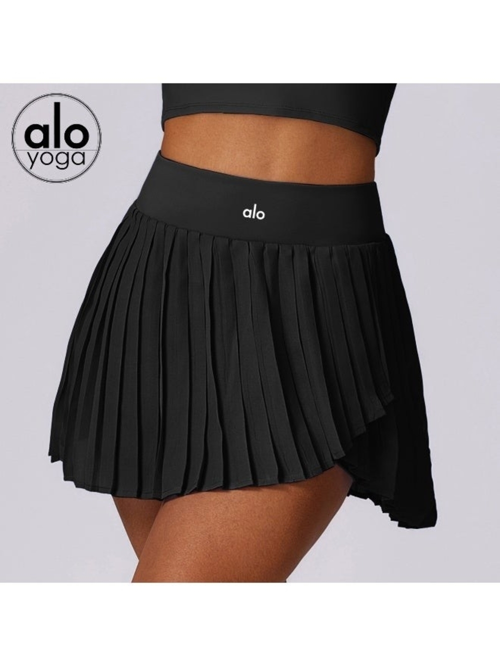 ALO Yoga Black Pleated Mini Skort M